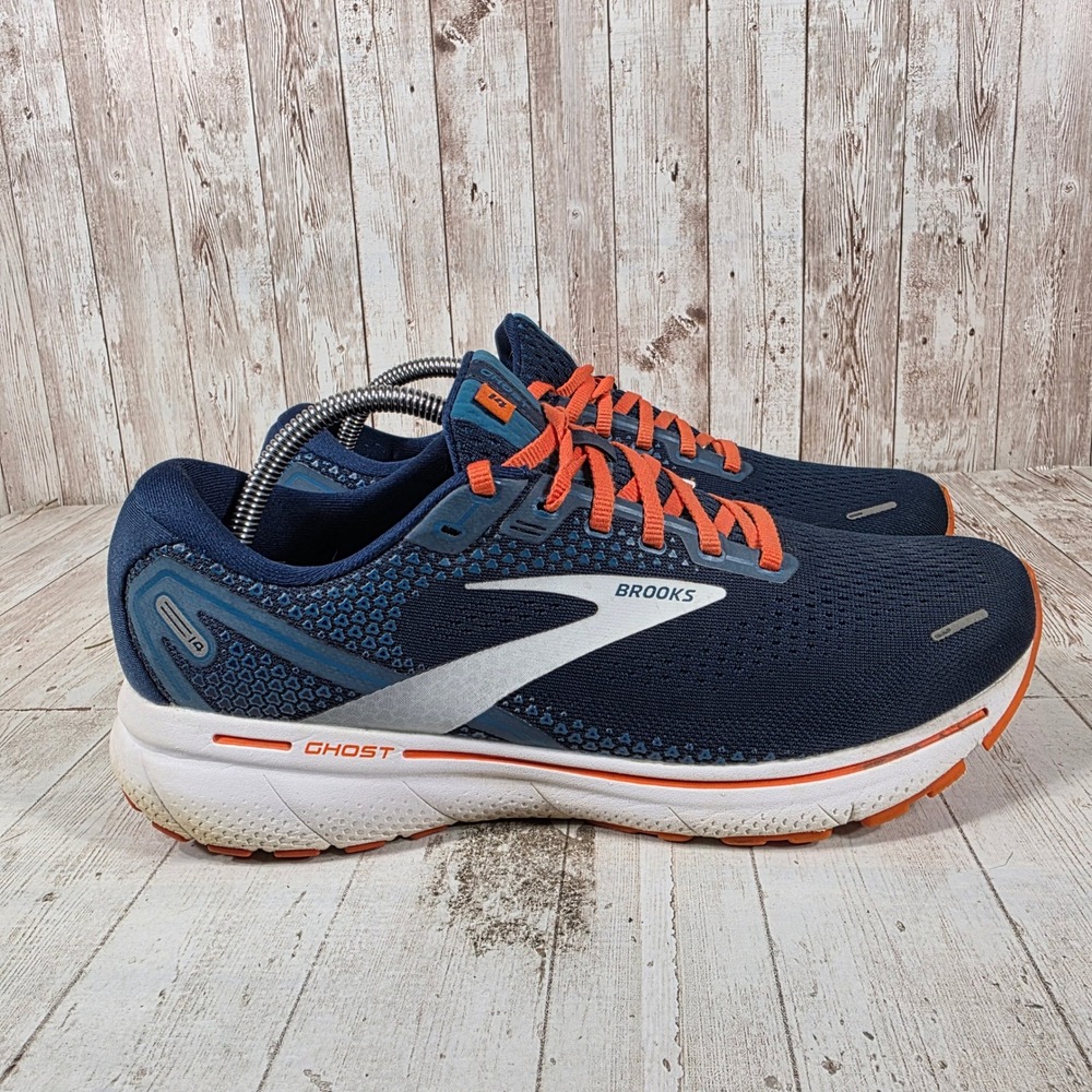 Brooks Ghost 14 Mens Running Shoes Navy Blue Orange Size 10 Medium D 1103691D488
